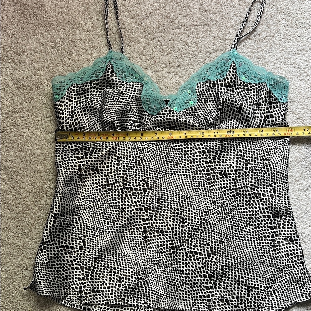 Nicole by Nicole Miller Black and White Cami with Teal Lace - Picture 6 of 7